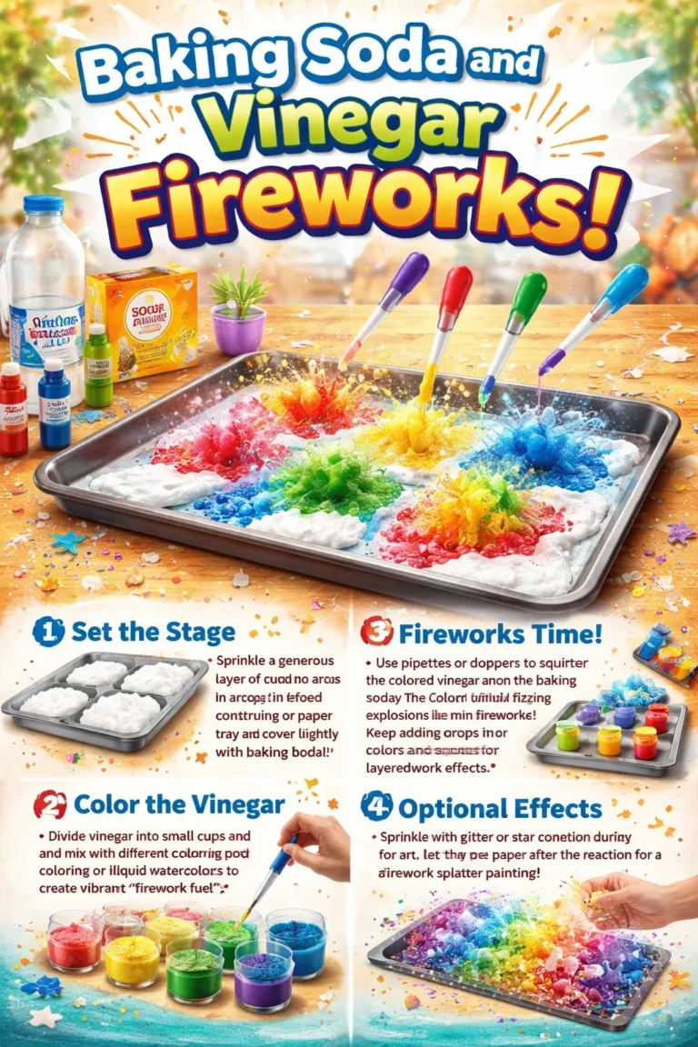 Baking soda and vinegar fireworks experiment demonstration