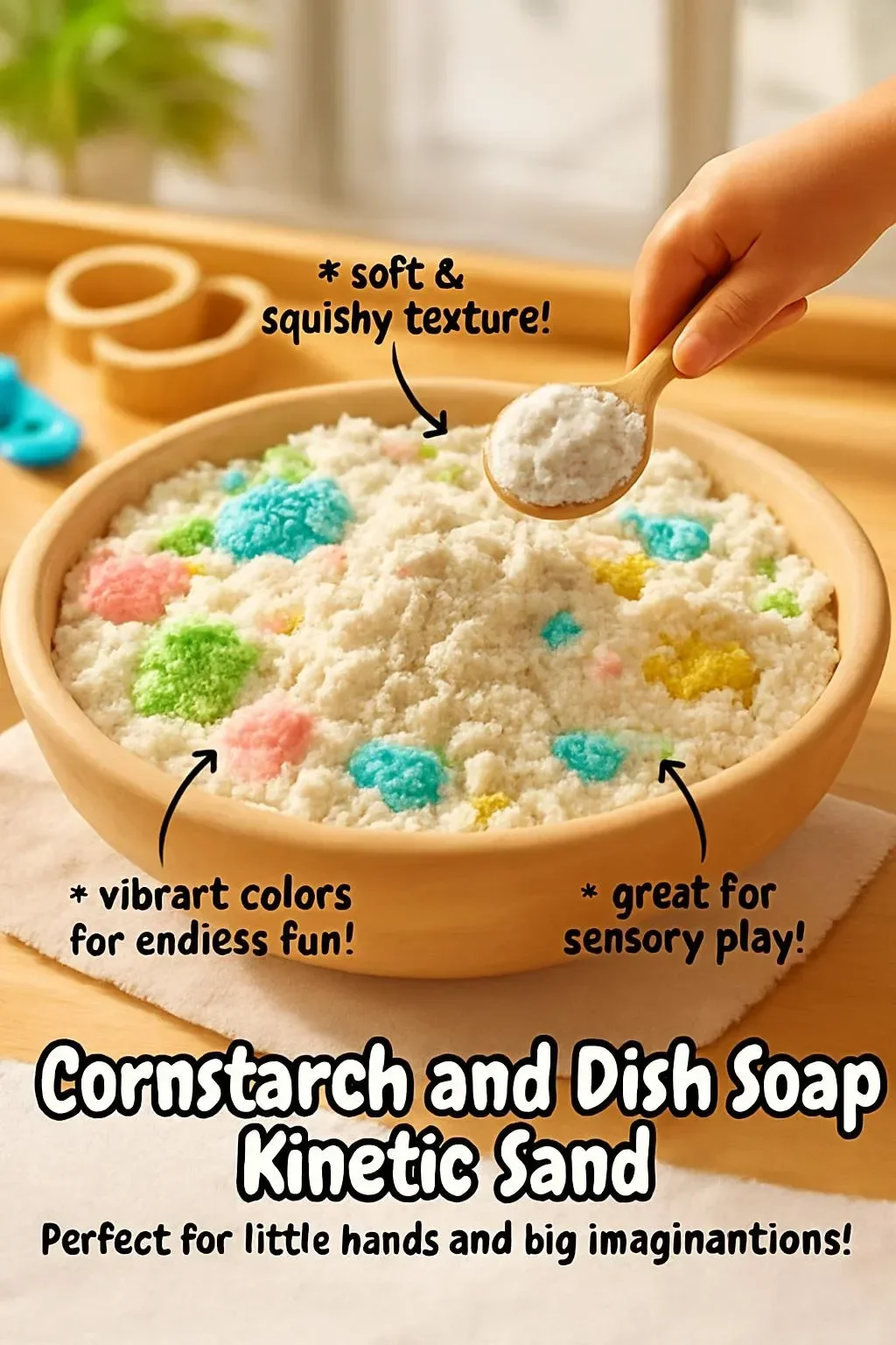 Homemade kinetic sand made from cornstarch and dish soap
