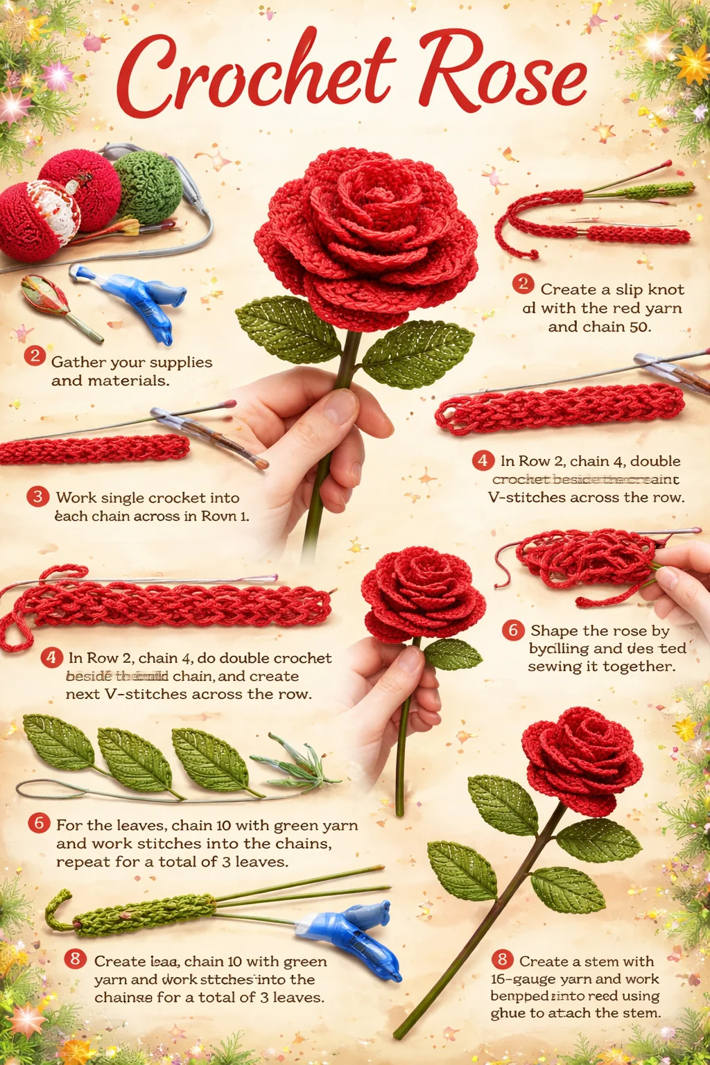 Beautiful crochet rose pattern for DIY crafting projects