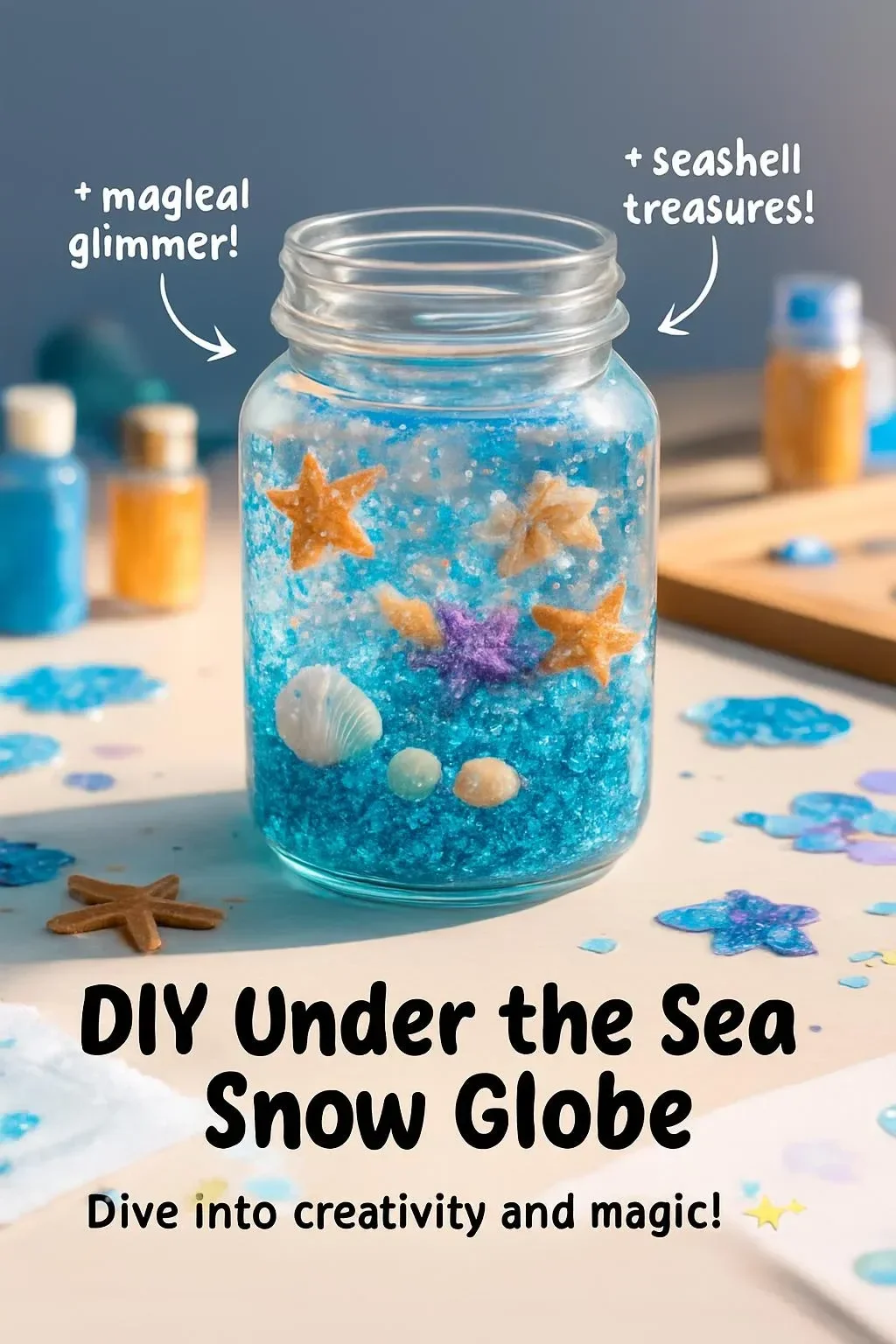 DIY Under the Sea Snow Globe project with vibrant ocean elements
