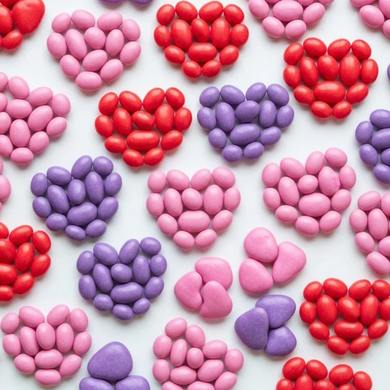 Colorful DIY Valentine's Day bean art project with heart shapes and love themes