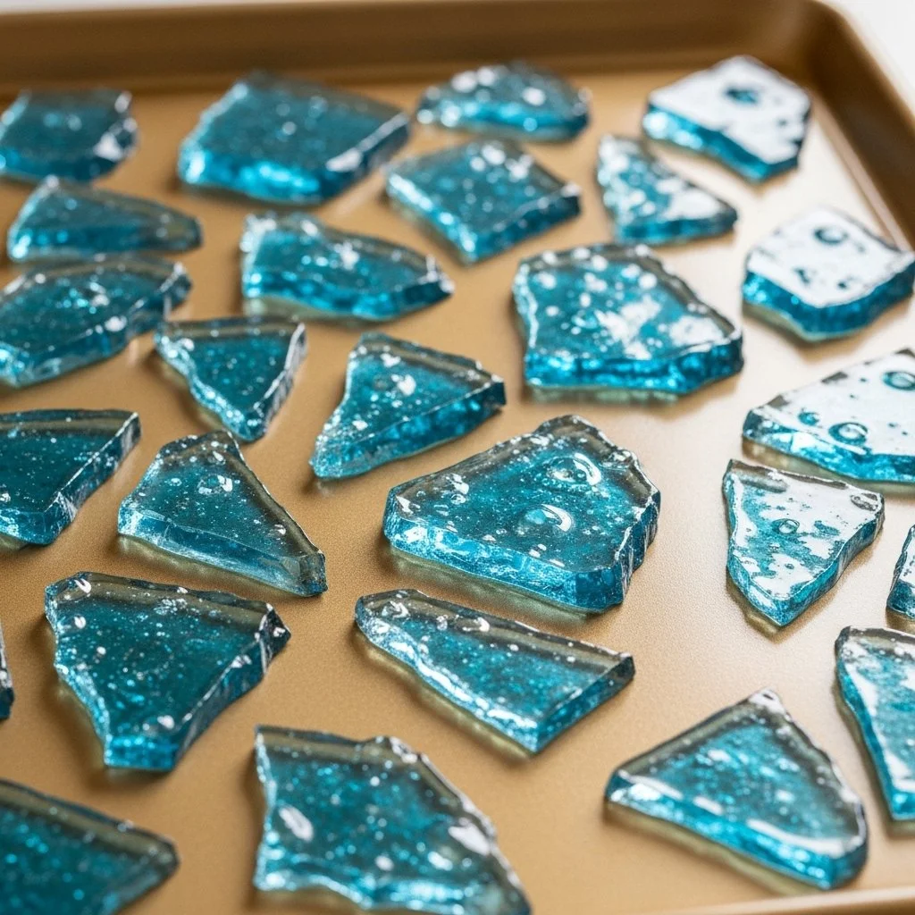 A colorful assortment of edible glass pieces for creative culinary designs.