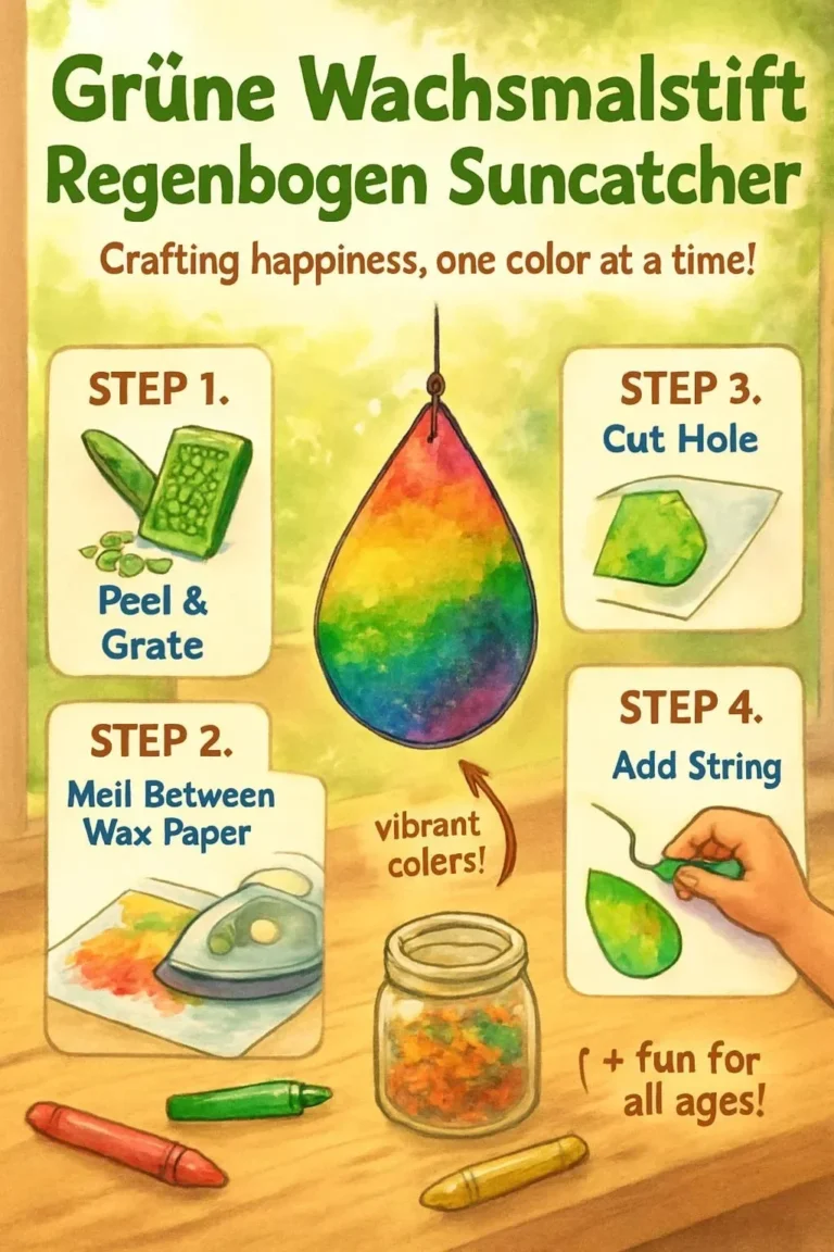 Grüner Wachsmalstift Suncatcher mit Regenbogenmotiven für kreative Kinderprojekte