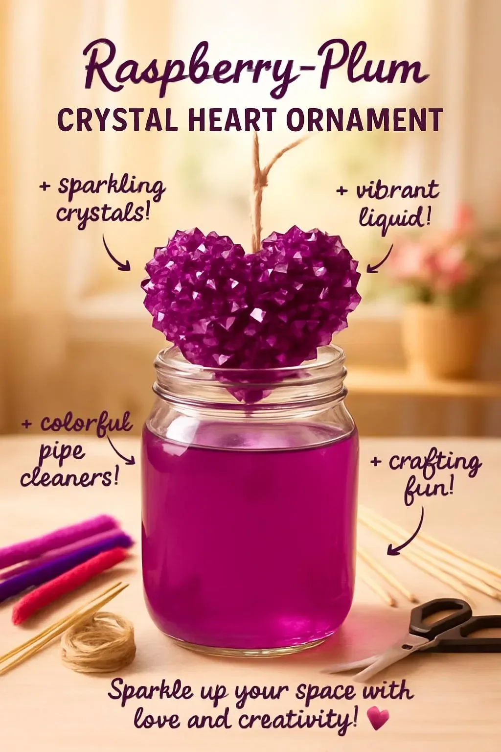 Himbeere-Pflaume Kristallherz Ornament, dekoratives Schmuckstück für Ihr Zuhause