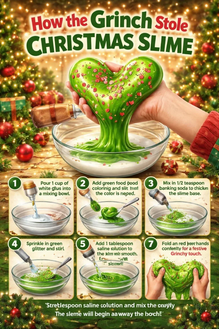 Festive Grinch slime inspired by How the Grinch Stole Christmas.