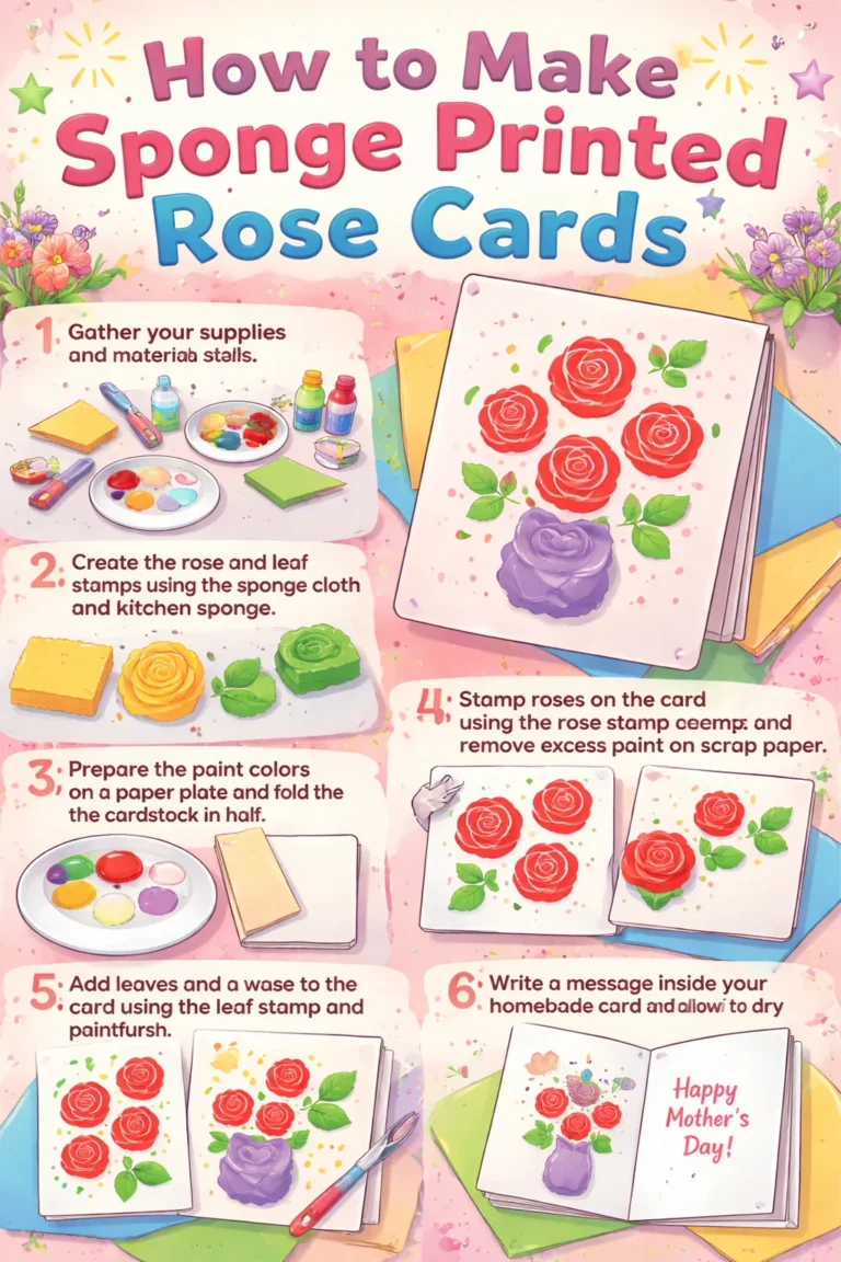 DIY sponge printed rose cards for creative craft projects