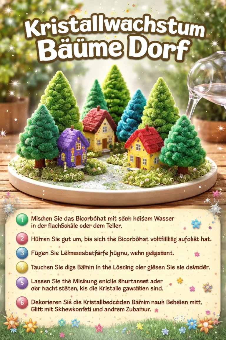 Kristallwachstum in Bäumen eines malerischen Dorfes