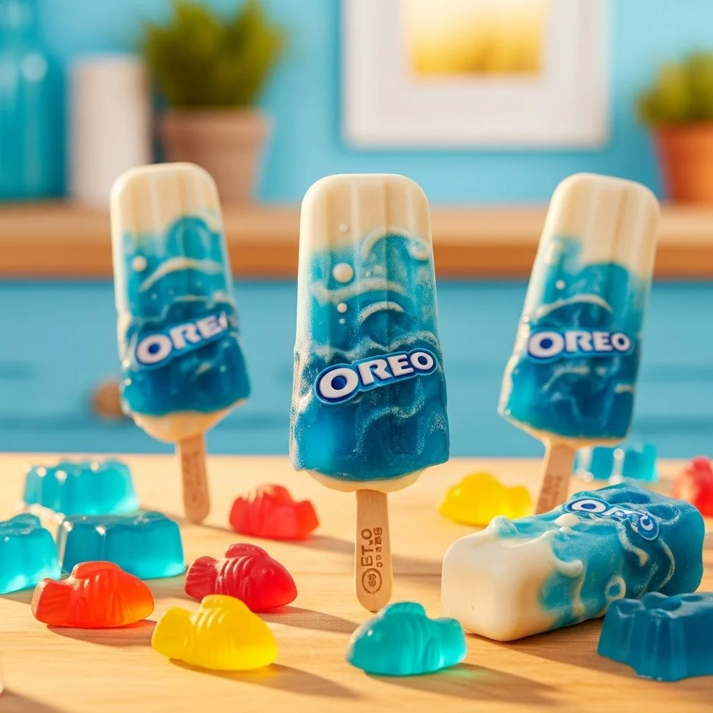Oreo Aquarium Popsicles with a vibrant aquatic theme, perfect summer dessert