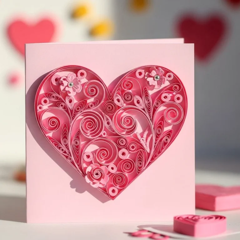 Papier-Quilling-Herzkarte in bunten Farben für besondere Anlässe