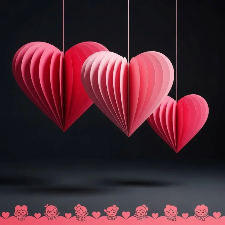 Bunte Papierstreifenherzen in verschiedenen Größen für kreative Bastelprojekte.