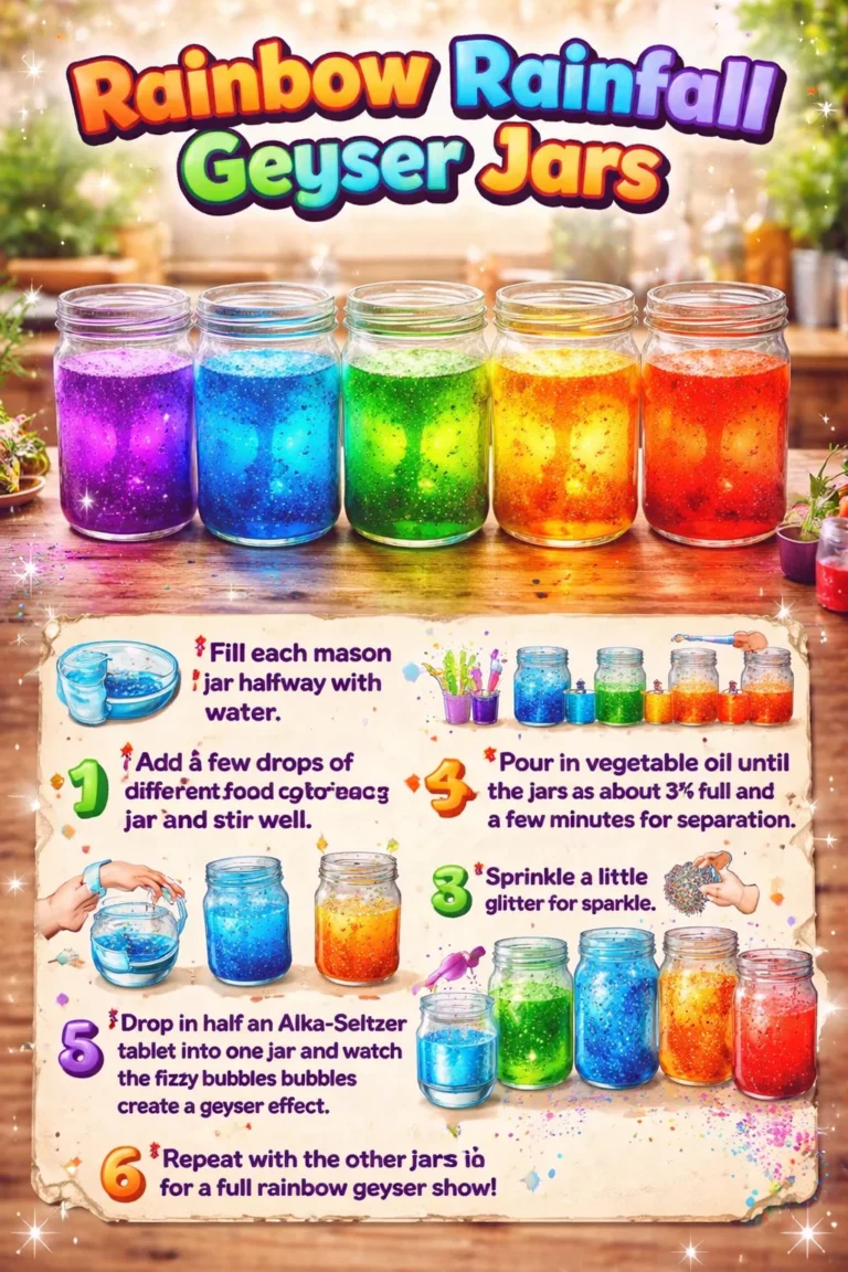 Colorful Rainbow Rainfall Geyser Jar displaying vibrant hues and mesmerizing patterns.