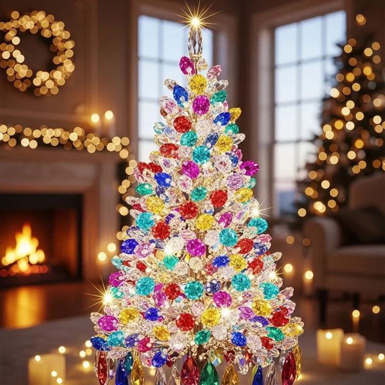 Hübscher Regenbogenkristallbaum leuchtet in verschiedenen Farben.