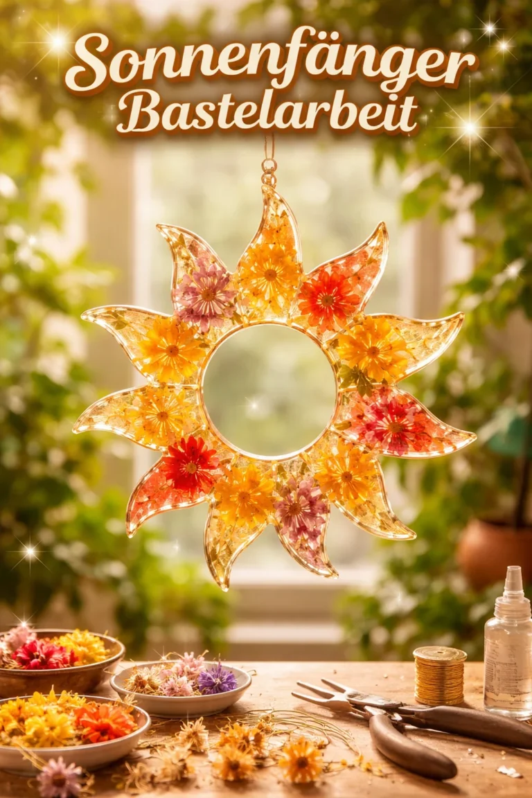 Bunte Sonnenfänger Bastelarbeit für Zuhause zur Dekoration