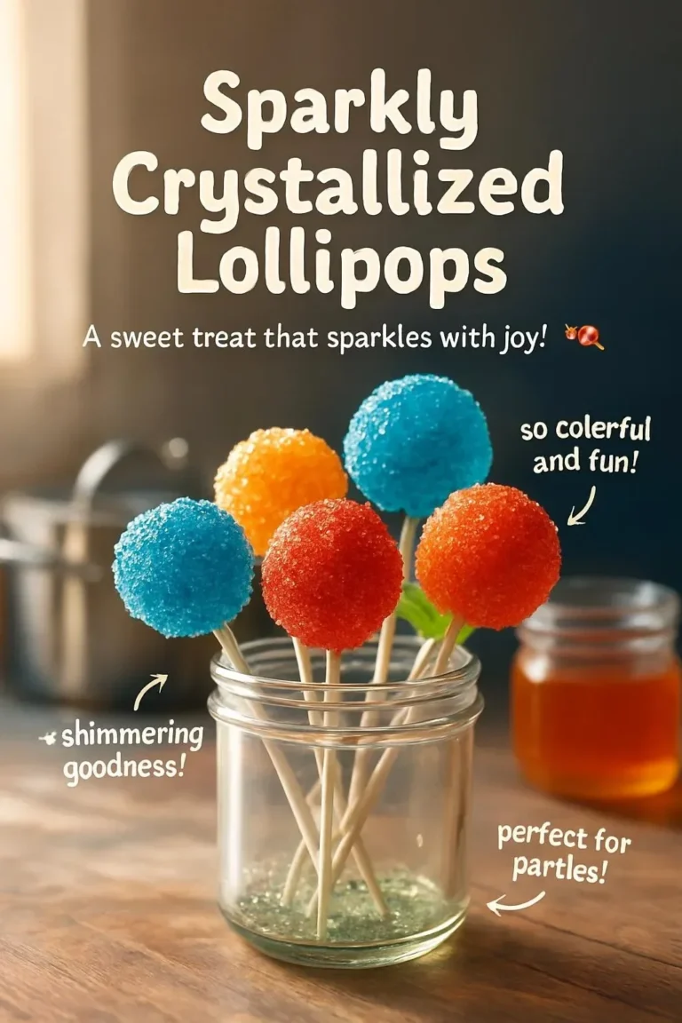 Sparkly crystallized lollipops in vibrant colors and textures