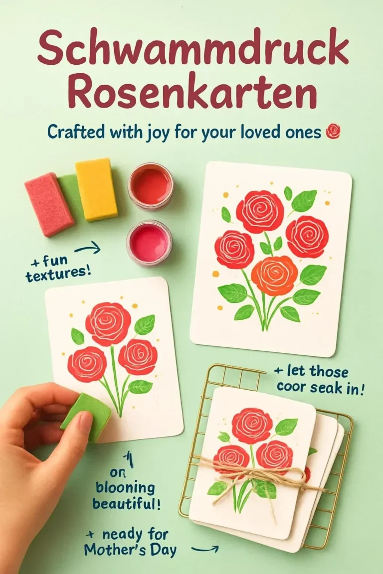 Sponge printing technique applied to create rose greeting cards