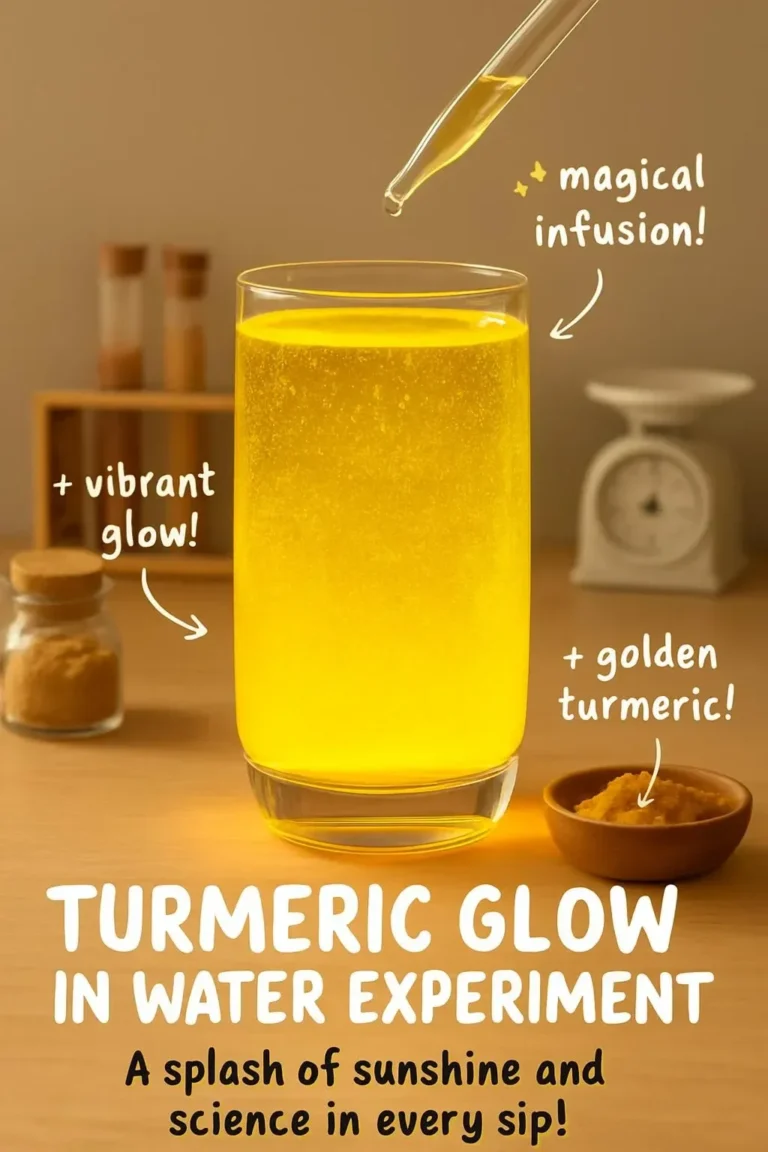 Turmeric glow in water experiment showcasing vibrant color changes.