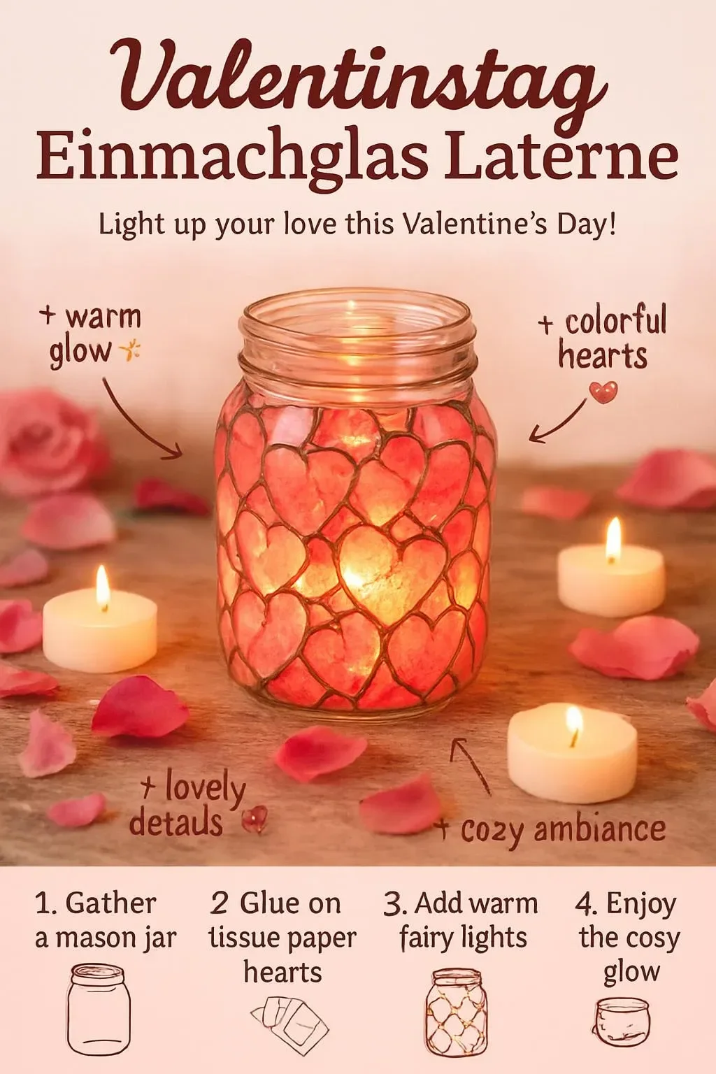 DIY Valentine's Day Jar Lantern for romantic decor