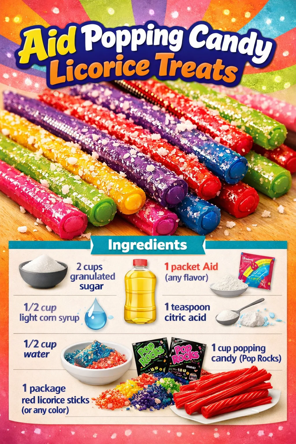 Popping Candy Licorice Treats - Colorful candy with a popping sensation