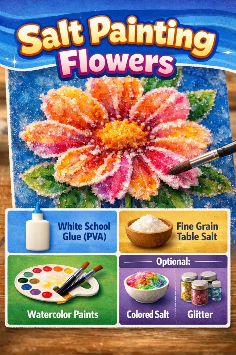 Beautiful salt painting of flowers showcasing vibrant colors and unique textures