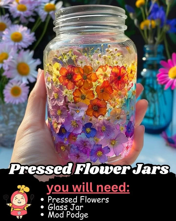 Schöne gepresste Blumen im Glas für Dekoration