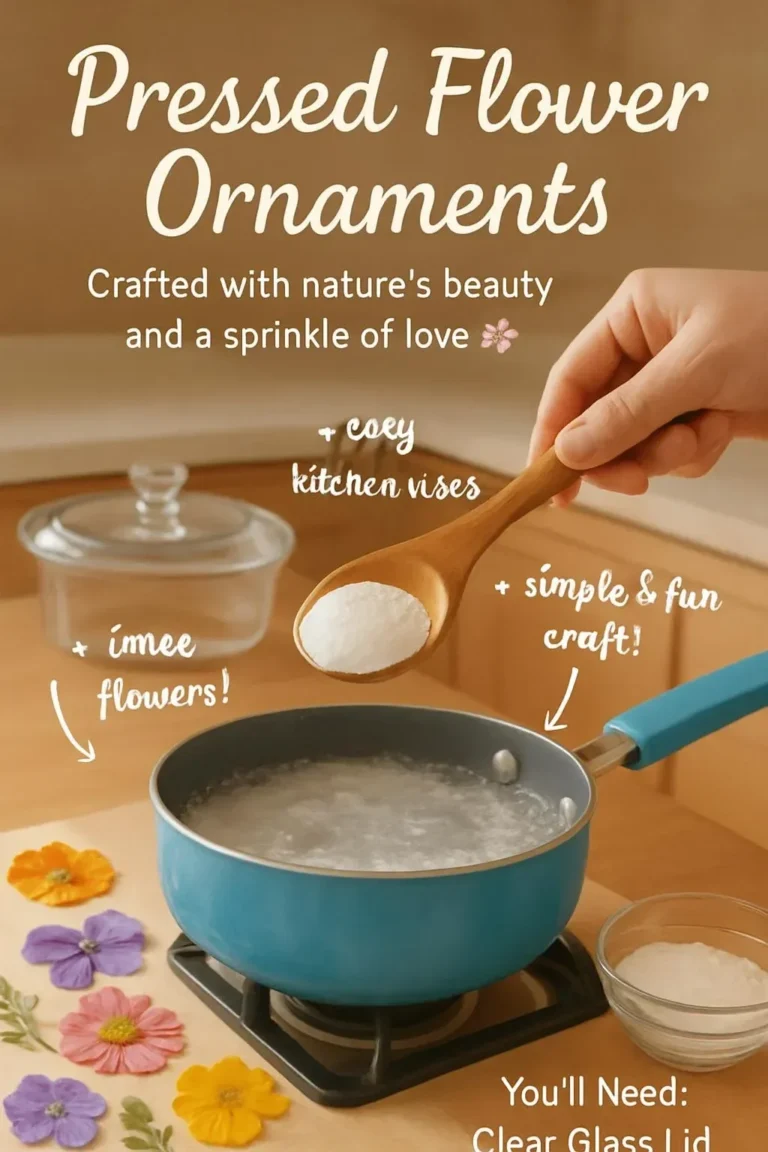 Dekorative hängende Ornamente aus gepressten Blumen und Maisstärke-Gel