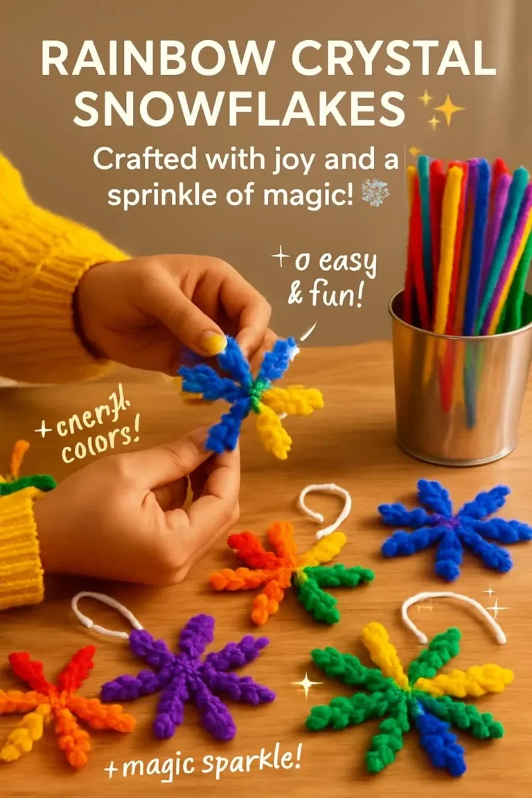 Bezaubernde Regenbogen-Kristallschneeflocken im Winterlicht