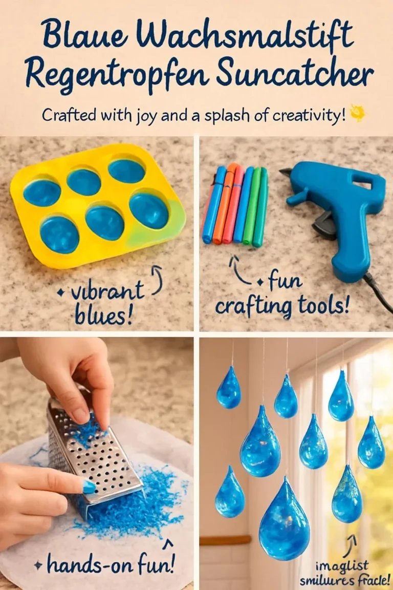 Blaue Wachsmalstift Regentropfen Suncatcher für kreative Fensterdekoration