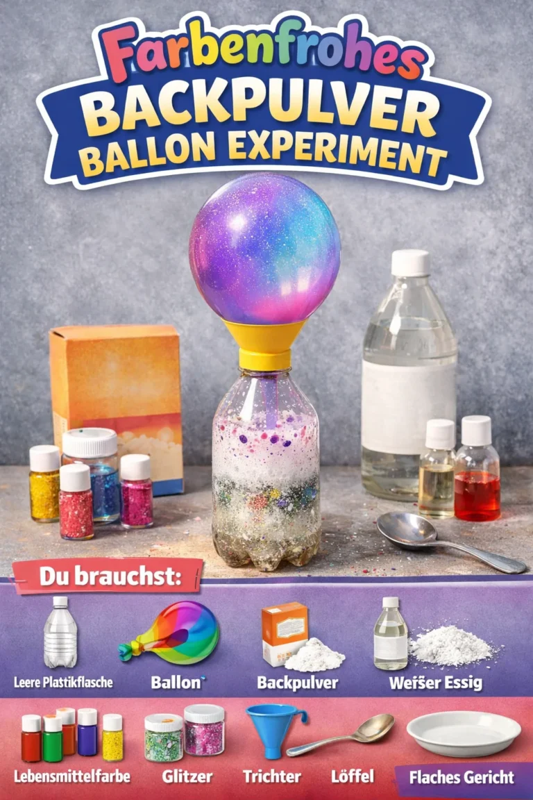 Farbenfrohes Backpulver Ballon Experiment mit bunten Ballons und sprudelndem Effekt