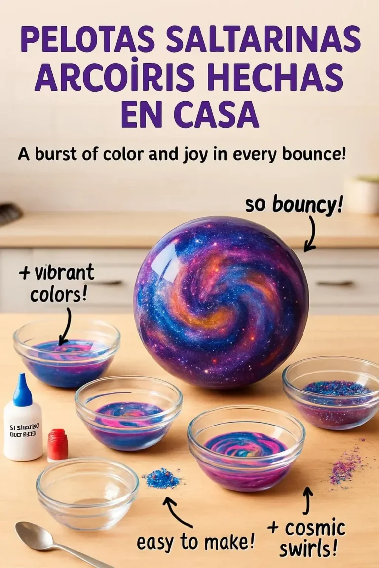 Hausgemachte bunte Regenbogen-Springbälle für kreatives Spielen