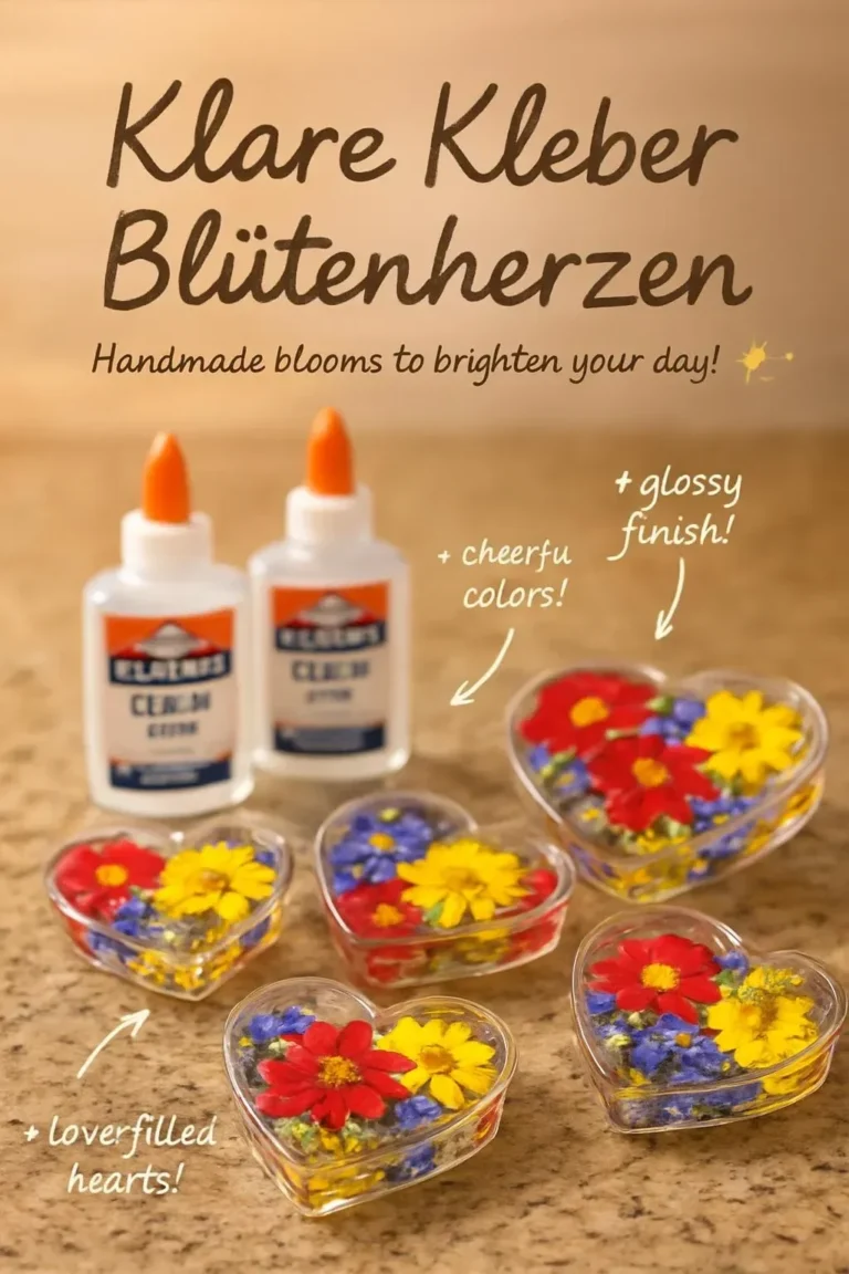 Klare Kleber für Blütenherzen, ideal für Bastelarbeiten und florale Dekoration.