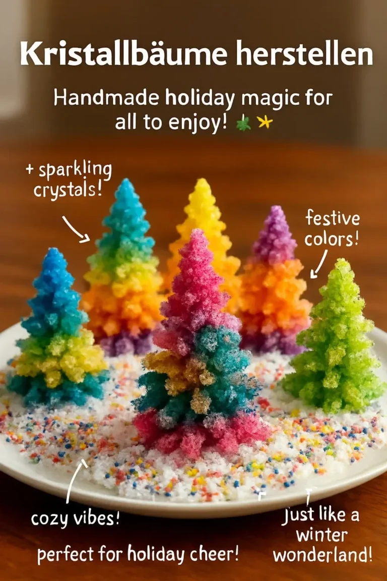 Selbstgemachte Kristallbäume in verschiedenen Farben und Größen.