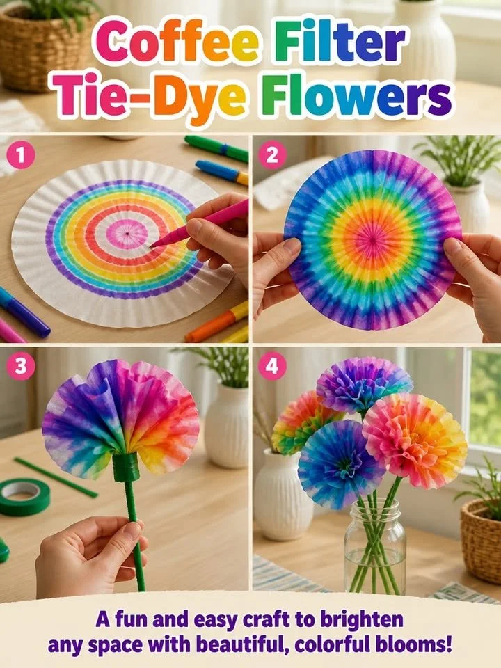 Kaffeefilter-Tie-Dye-Blumen