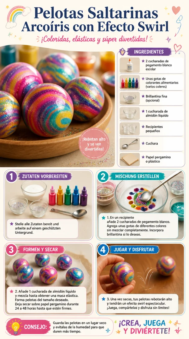 Regenbogen Springende Pelotas mit faszinierendem Swirl-Effekt