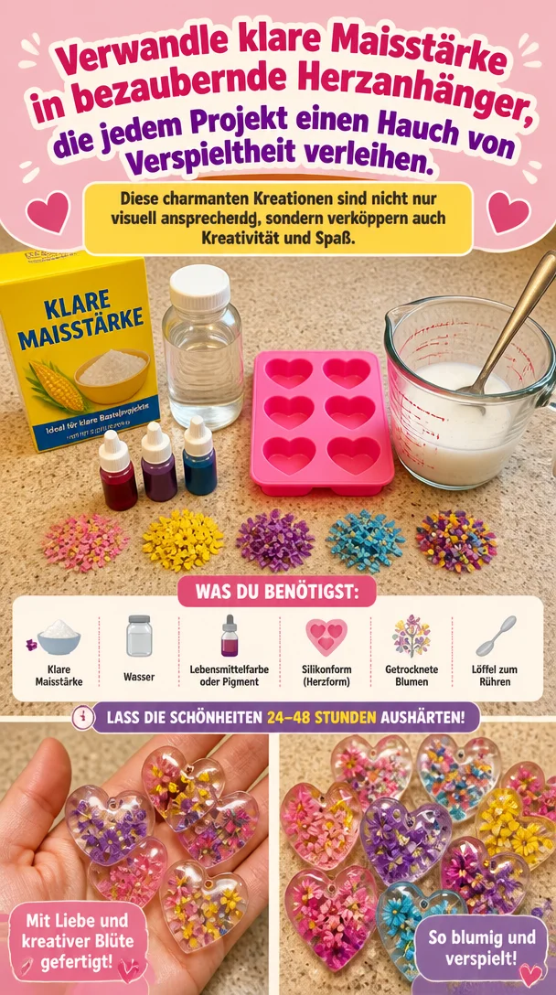 Bezaubernde Herzanhänger aus klarer Maisstärke für kreative Projekte